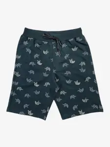 Alan Jones Boys Green Conversational Printed Outdoor Shorts