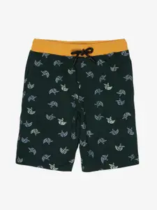 Alan Jones Boys Navy Blue Conversational Printed Outdoor Shorts