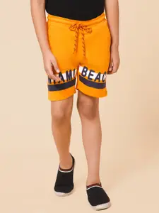 Alan Jones Boys Orange Striped Printed Outdoor Shorts