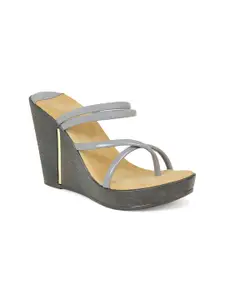DESIGN CREW Grey Wedge Sandals