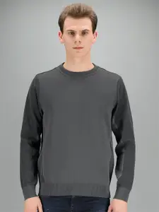 FREESOUL Men Grey Solid Sweatshirt