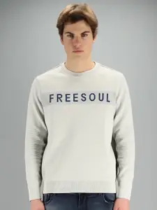 FREESOUL Men Off White Printed Sweatshirt