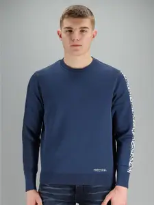 FREESOUL Men Blue Sweatshirt