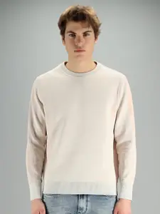 FREESOUL Men White Pullover Sweatshirt