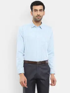 V-Mart Men Blue Classic Regular Fit Micro Checked Cotton Formal Shirt