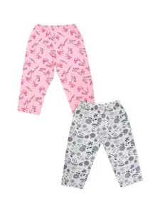V-Mart Girls Pink & White Pack Of 2 Printed Shorts