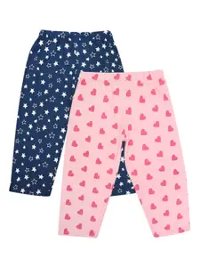 V-Mart Girls Pack Of 2 Peach-Coloured Printed Shorts