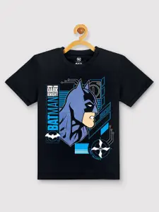 Kids Ville Boys Black Batman Printed T-shirt