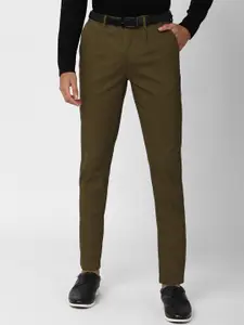 Peter England Casuals Men Olive Green Slim Fit Trousers
