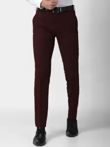 Peter England Elite Men Maroon Slim Fit Trousers