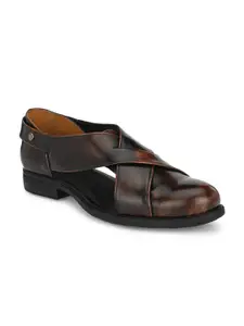 Delize Men Brown Solid Shoe-Style Sandals