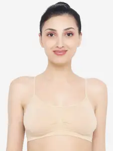 XOXO Design Beige Solid Non Wired Full Coverage Workout Bra