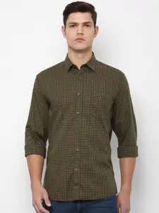 Louis Philippe Sport Men Olive Green Slim Fit Checked Casual Shirt