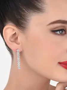 AMI Silver-Toned Contemporary Drop Earrings