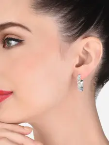 AMI Silver-Toned Contemporary Half Hoop Earrings