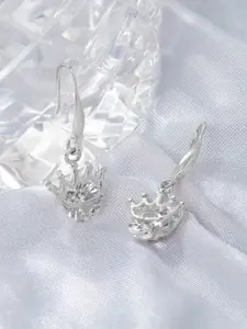 AMI Silver-Toned Cubic Zirconia Studded Drop Earrings