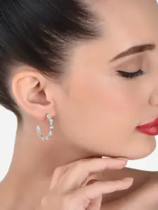 AMI Silver-Plated & White Half Hoop Earrings