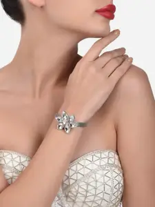 Zaveri Pearls Women Silver-Plated & White Kada Bracelet