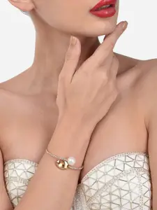 Zaveri Pearls Women Gold-Plated & White Cuff Bracelet