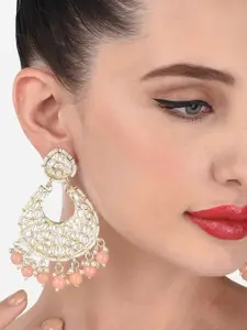 Zaveri Pearls Peach-Coloured Contemporary Chandbalis Earrings