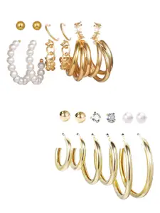 Vembley Set of 12 Gold-Toned Contemporary Half Hoop Earrings