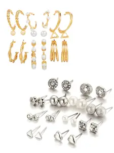 Vembley Set of 18 Contemporary Studs & Hoop Earrings
