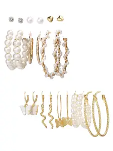 Vembley Gold-Toned Pair of 11 Studs Earrings