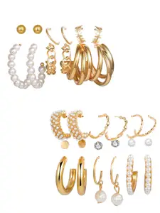 Vembley Gold-Plated Set Of 15 Contemporary Studs Earrings