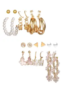 Vembley Gold Plated Combo of 12 Pair Hoop and Studs Earrings