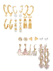 Vembley Gold-Plated Set Of 6 Contemporary Studs Earrings