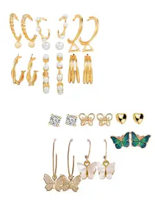 Vembley Gold-Plated Set Of 15 Earrings