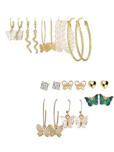 Vembley Gold-Toned Set Of 11 Contemporary Hoop Earrings