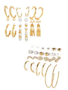 Vembley Set of 21 Gold-Toned Contemporary Studs Earrings