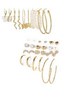 Vembley Gold Plated Set of 17 Hoop Earrings