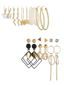 Vembley Gold-Plated Set Of 6 Contemporary Studs Earrings