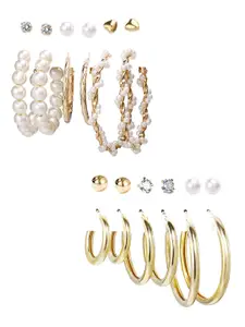 Vembley Gold Plated Set of 12 Hoop Earrings
