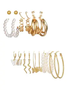 Vembley Set Of 11 Gold-Plated Contemporary Hoop Earrings