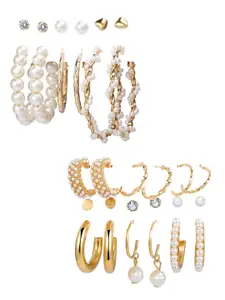 Vembley Gold-Plated Set Of 15 Contemporary Studs Earrings