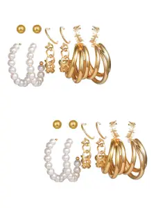 Vembley Gold-Plated 12 Pair Contemporary Stud & Hoop Earrings