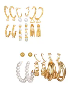 Vembley Gold Plated Set of 15 Hoop Earrings