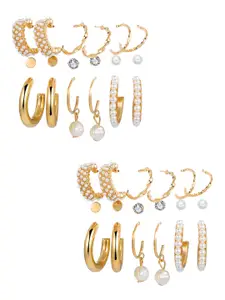Vembley Gold-Plated Set Of 18 Contemporary Studs Earrings