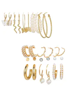 Vembley Gold-Plated Set Of 14 Earrings