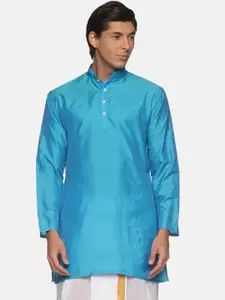 Sethukrishna Men Turquoise Blue Handloom Kurta