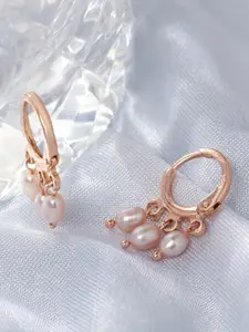 Zaveri Pearls Pink Contemporary Hoop Earrings