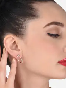 AMI Rose Gold-Plated & White Circular Half Hoop Earrings