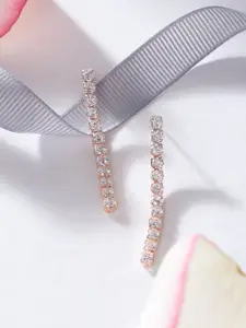 AMI Rose Gold Contemporary Drop Earrings