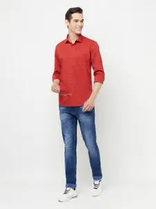 Crimsoune Club Men Red Slim Fit Casual Shirt