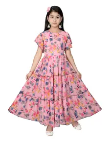 SKY HEIGHTS Pink Floral Georgette Maxi Dress