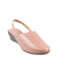 WALKWAY by Metro Women Peach-Coloured Wedge Heel Mules