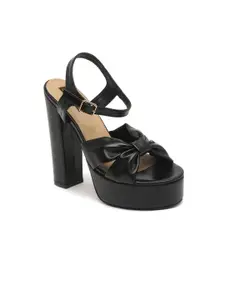 Flat n Heels Black Platform Sandals with Buckles